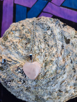 Pendentif cœur quartz rose naturel